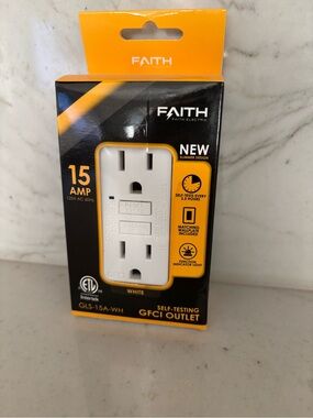 Faith Electric 15 Amp GFCI Outlet. New in  box.